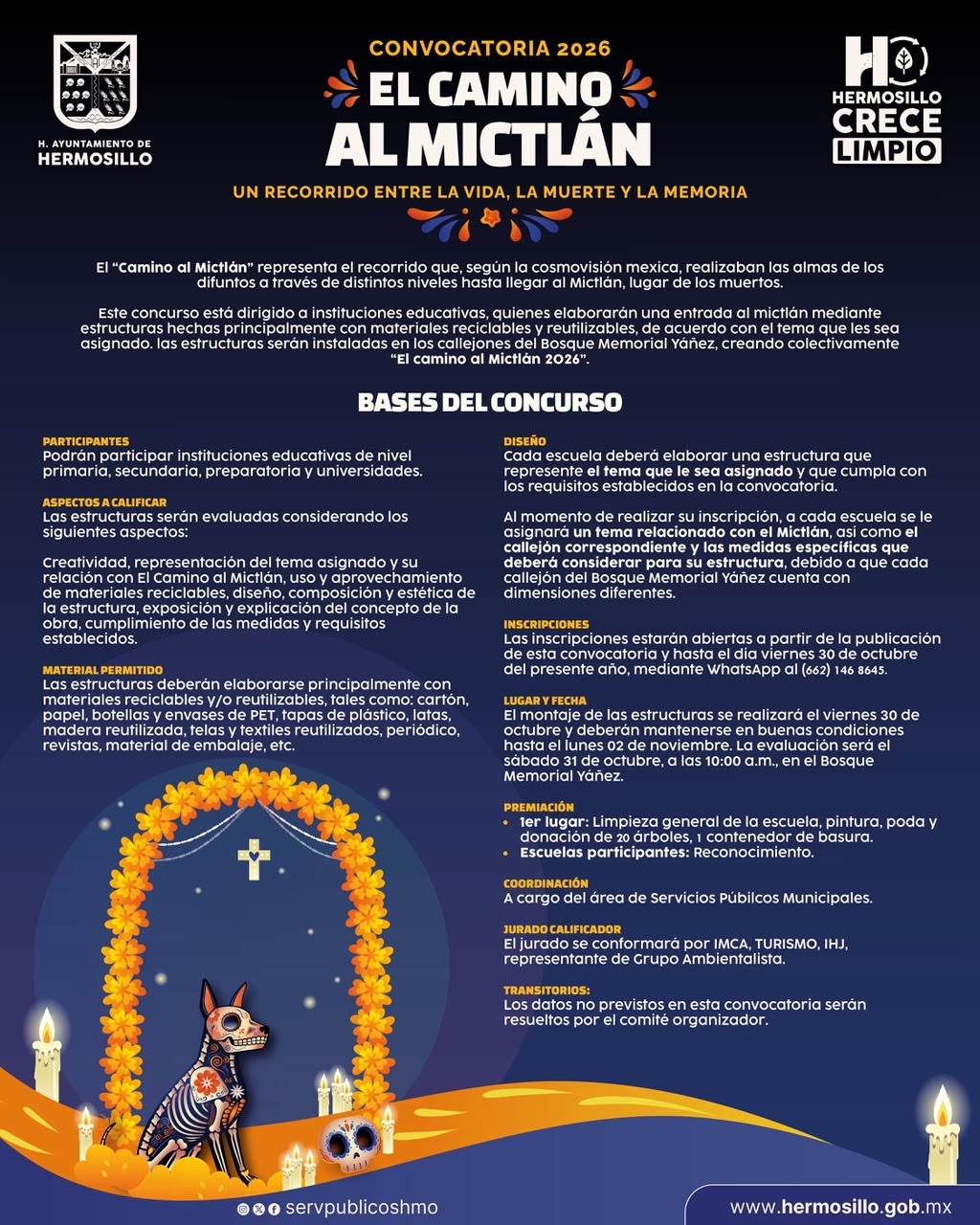 Lanza Ayuntamiento de Hermosillo convocatoria "El Camino al Mictlán 2026"